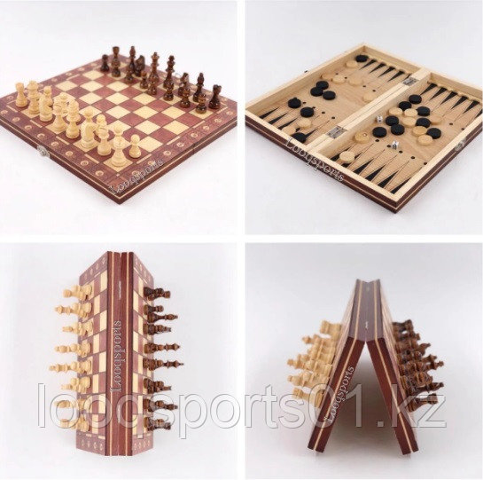 Шахматы магнитные деревянные (шашки, нарды) 3 в 1 (24х24см)