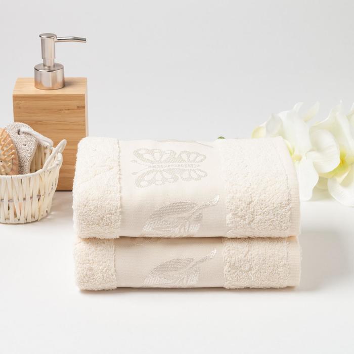 КМП в коробке Fiesta cotton Бабочка 50х90см-2 шт, шампань, хлопок 100%, 420г/м2