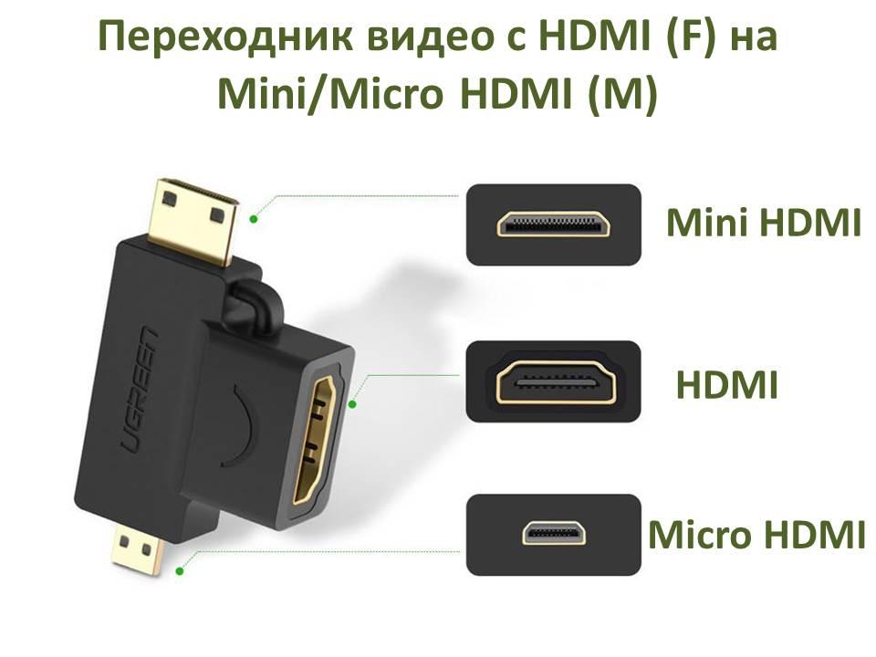 Переходник видео с HDMI (F) на Mini/Micro HDMI (M) - фото 2 - id-p81370138