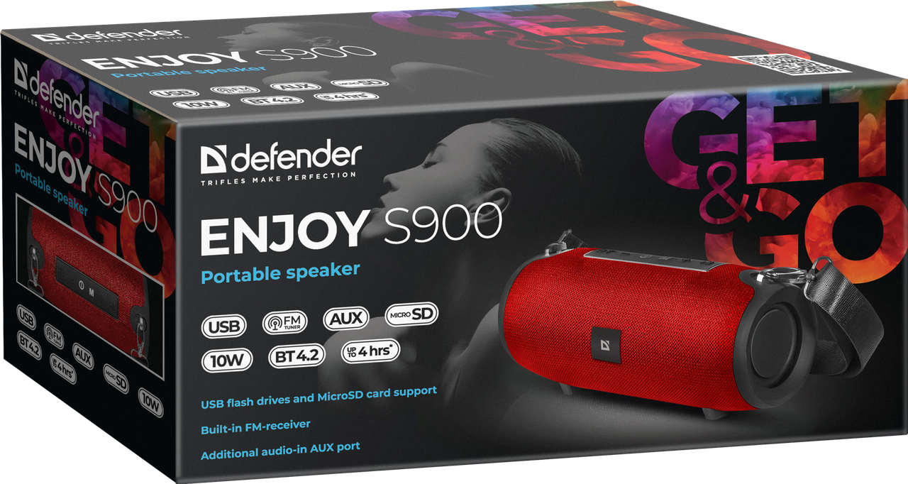 Портативная аккустика Defender Enjoy S900 (Red, BT/FM/TF/USB/AUX) - фото 5 - id-p81274124