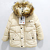 Зимняя куртка "Moncler" для девочек от 4 до 9 лет, бежевая.