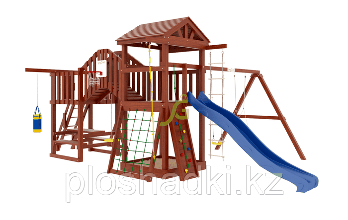 IgraGrad   "Панда Фани мостик", игровая башня, скалодром, горка, песочница, качели, боксерская груша, фото 1