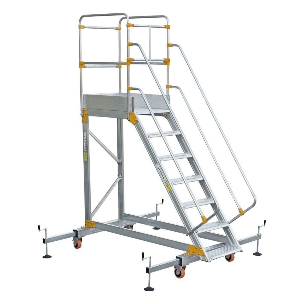 Алюминиевая лестница, промышленная платформа 7+1 / Ladder, industrial platform 7+1 step, EPL2000, 2m - фото 1 - id-p81402463