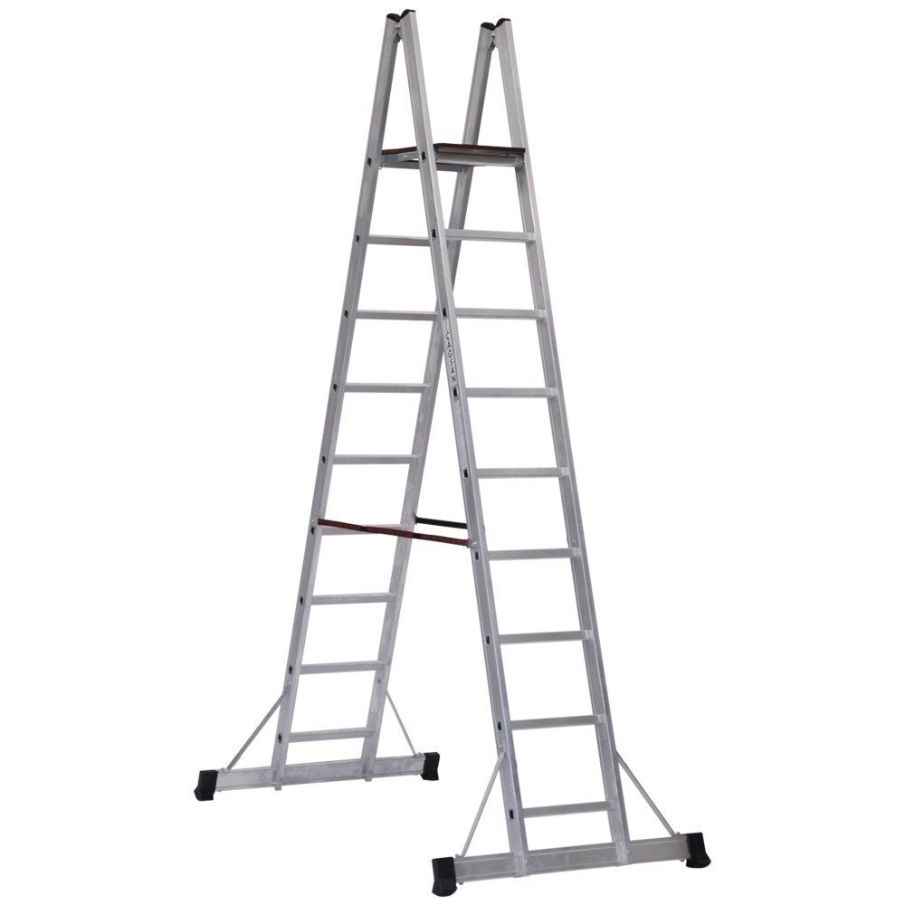 Алюминиевая лестница А тип, платформа 15 / Ladder, A type,platformed aluminium 15+1 rungs, A5 6.10m - фото 1 - id-p81402454