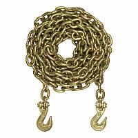 Цепь с крюками / Lifting chain with clevis grab hooks on both ends, gold glav 10mmx10m, 3/8"