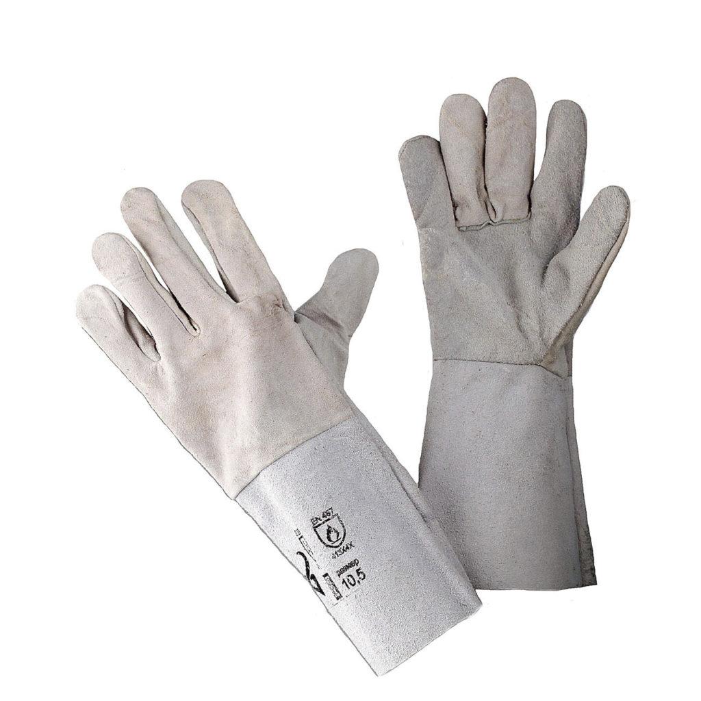 Рабочие перчатки белые, коровий спилок, полная подкладка 14" / Gloves, welding, Tig, 14" - фото 1 - id-p81401199
