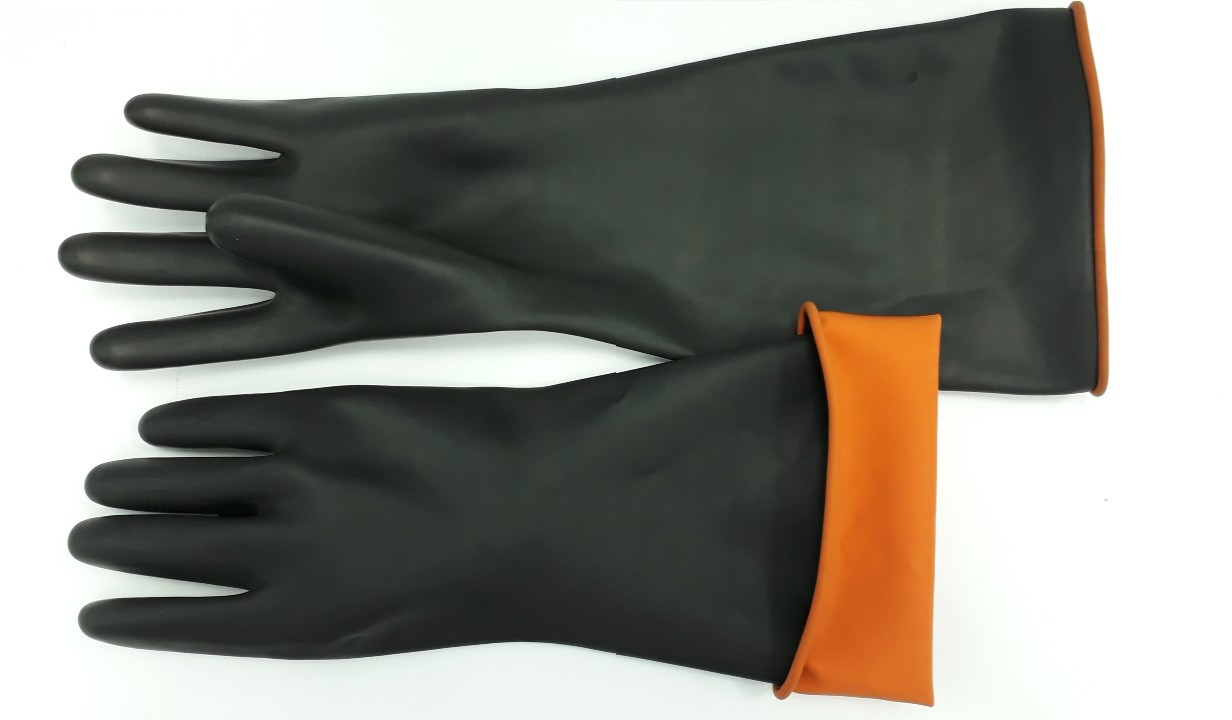 Промышленные латексные перчатки двойной цвет / Industrial latex gloves double color - фото 1 - id-p81402265