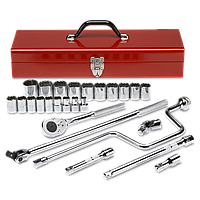 Комплект насадок ZOSK-19 / Socket set chrome-vanadium, 8-32mm,1/2" driver, 26pcs, ZOSK-19