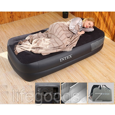 Односпальная надувная кровать со встроенным насосом, Intex 64122, фото 2