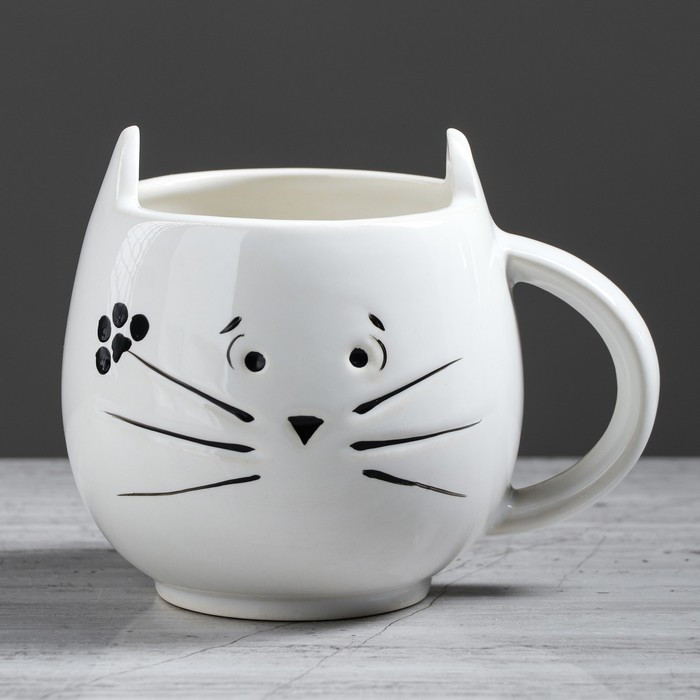 Кружка "Кот" белая, 0.4 л, микс