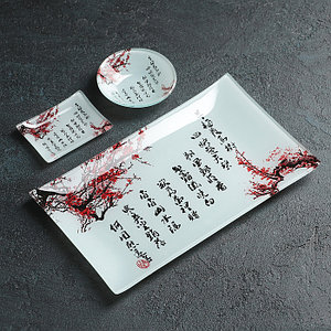 Набор для суши «Сакура», 3 предмета: соусники 8×2 см, 8×6 см, подставка 25×15 см