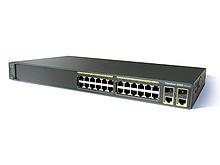 Cisco WS-C2960+24LC-L коммутатор 2+ уровня, с портами 24 x FE RJ-45, 2 x GE RJ-45 combo SFP