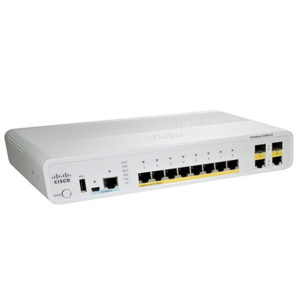 Cisco WS-C2960C-8PC-L Коммутатор Catalyst 2-го + уровня 8 портов FastEthertnet RJ-45, 2 порта GE RJ-45 1000Bas