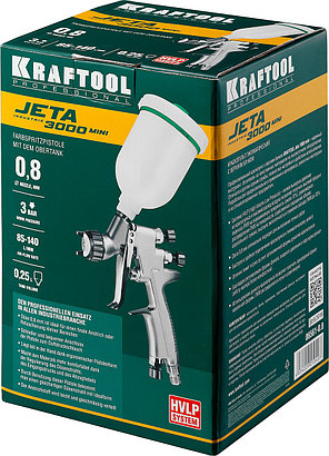 Краскопульт пневматический KRAFTOOL "PRO" Jeta 3000 mini, HVLP, c верхним бачком, 0,8 мм, фото 2