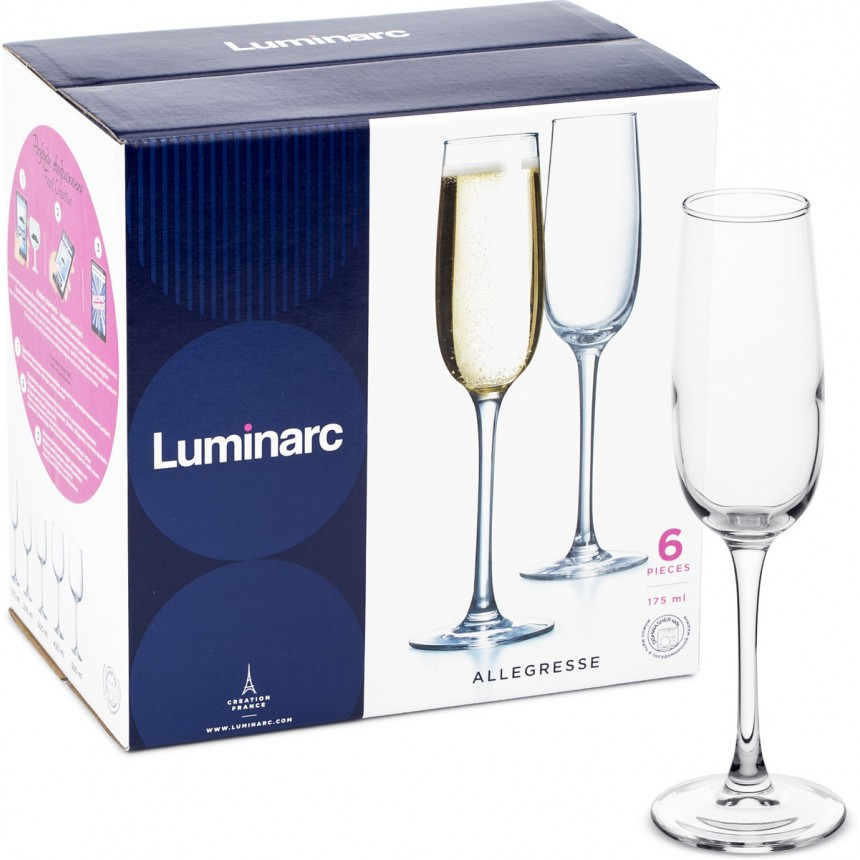 Набор фужеров для шампанского Luminarc Allegres АЛЛЕГРЕСС 6 шт (175 мл) - фото 1 - id-p45045579