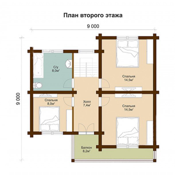 проект деревянного дома, проект двухэтажного дома из бруса, деревянный дом из бруса строительство.