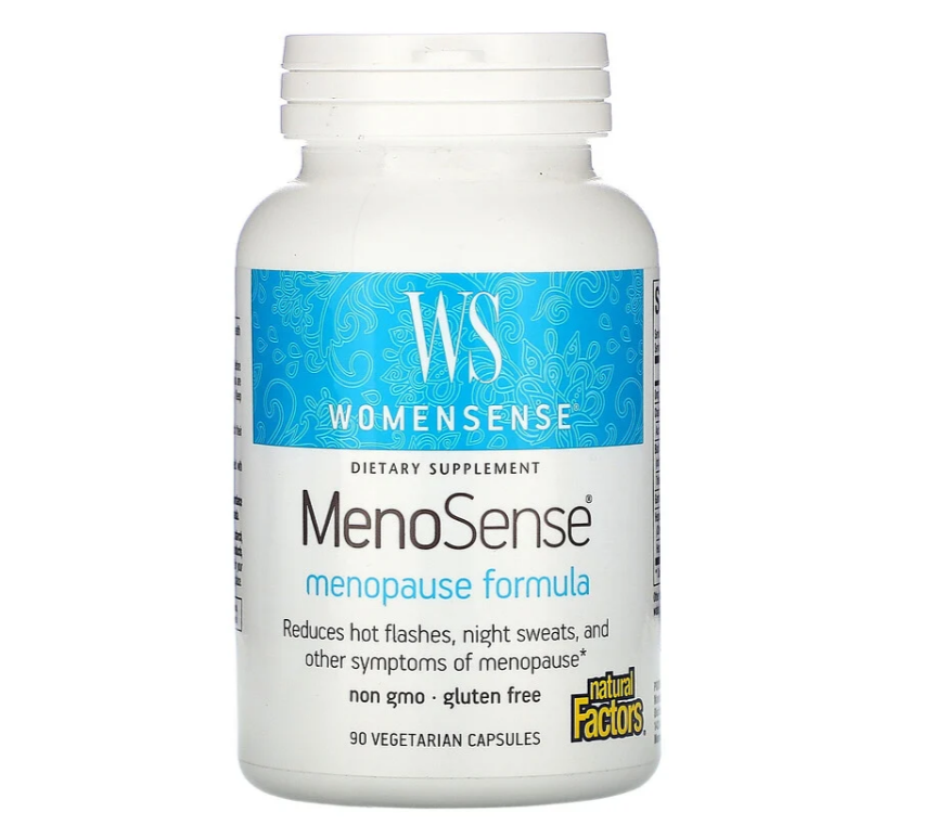 Natural Factors, WomenSense, MenoSense, формула для приема в период менопаузы, 90 вегетарианских капсул