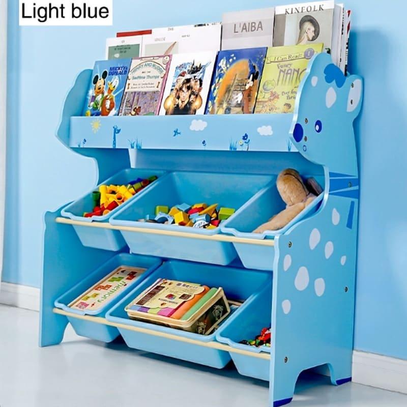 Детский стеллаж для хранения игрушек олененок/синий