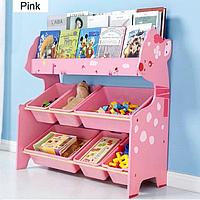 Детский стеллаж для хранения игрушек олененок/розовый