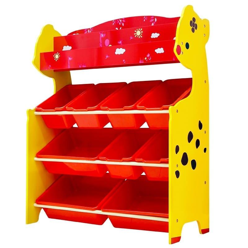 Детский стеллаж для игрушек олененок/красный 4 полки, фото 1