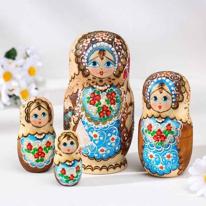 Матрёшка «Жженка» синий фартук , 5 кукольная17 см