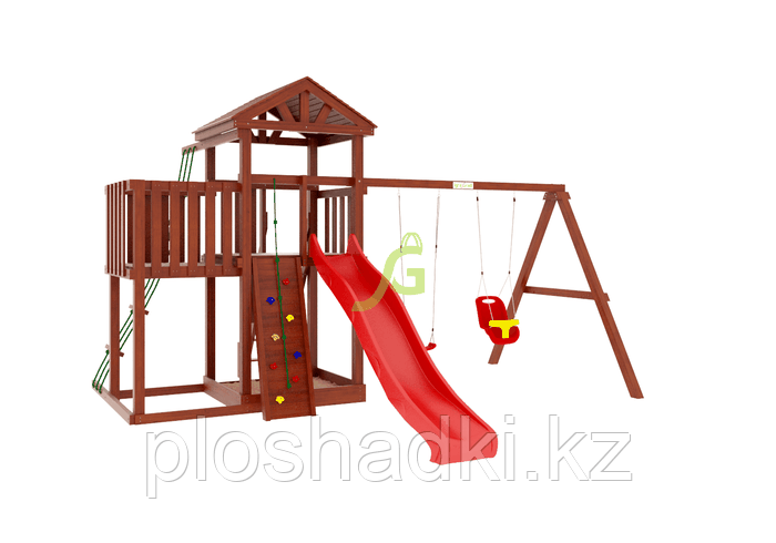 IgraGrad   "Панда Фани с балконом ", игровая башня, балкон, качели, веревочная лестница, фото 1