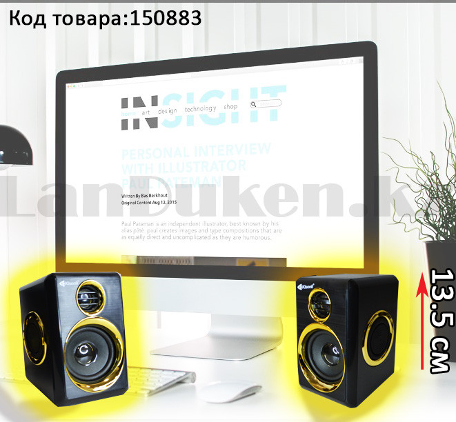 Компьютерные колонки акустические Multimedia speaker Kisonli T-005 черно-золотистый - фото 1 - id-p81515888