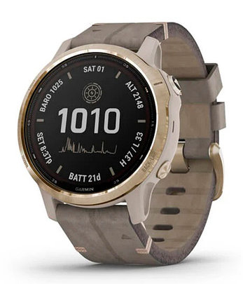 Спортивные часы Garmin fenix 6S Pro Solar, Lt Gold w/Shale Suede Band, EMEA (010-02409-26) с GPS навигатором, фото 2