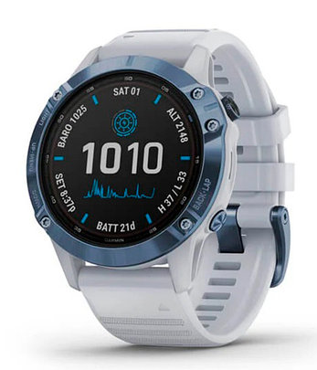 Спортивные часы Garmin fenix 6S Pro Solar, Mineral Blue w/Whitestone band, GPS, EMEA (010-02410-19), фото 2
