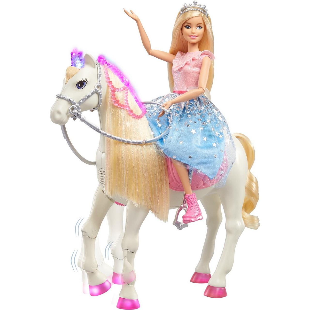 Barbie Игровой Набор "Приключения Принцессы" Сверкающая верховая лошадка Барби (свет, звук)