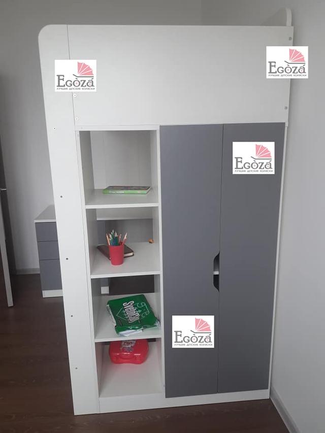 Кровать чердак Polini Simple с рабочей зоной и шкафом Алматы