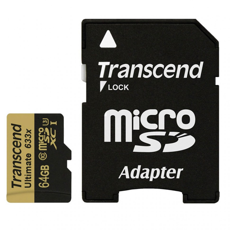 Карта памяти MicroSD 64GB Class 10 U3 Transcend TS64GUSDU3
