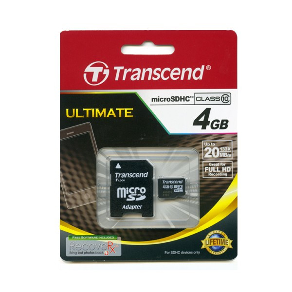 Карта памяти MicroSD 4GB Class 10 Transcend TS4GUSDHC10