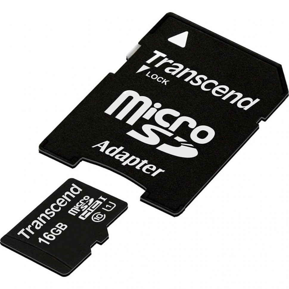Карта памяти MicroSD 16GB Class 10 U1 Transcend TS16GUSDU1