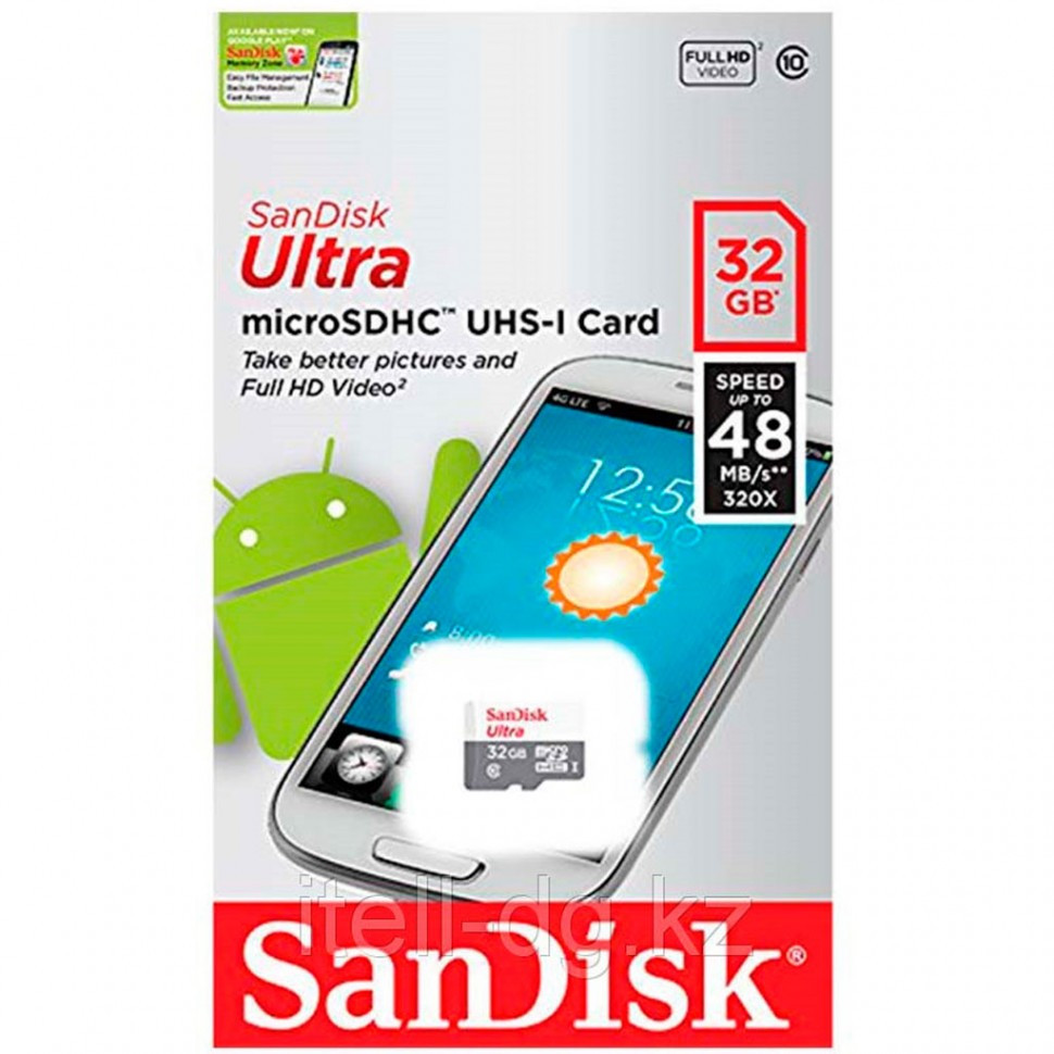 Карта памяти MicroSD 32GB Class 10 U1 SanDisk SDSQUNB-032G-GN3MN