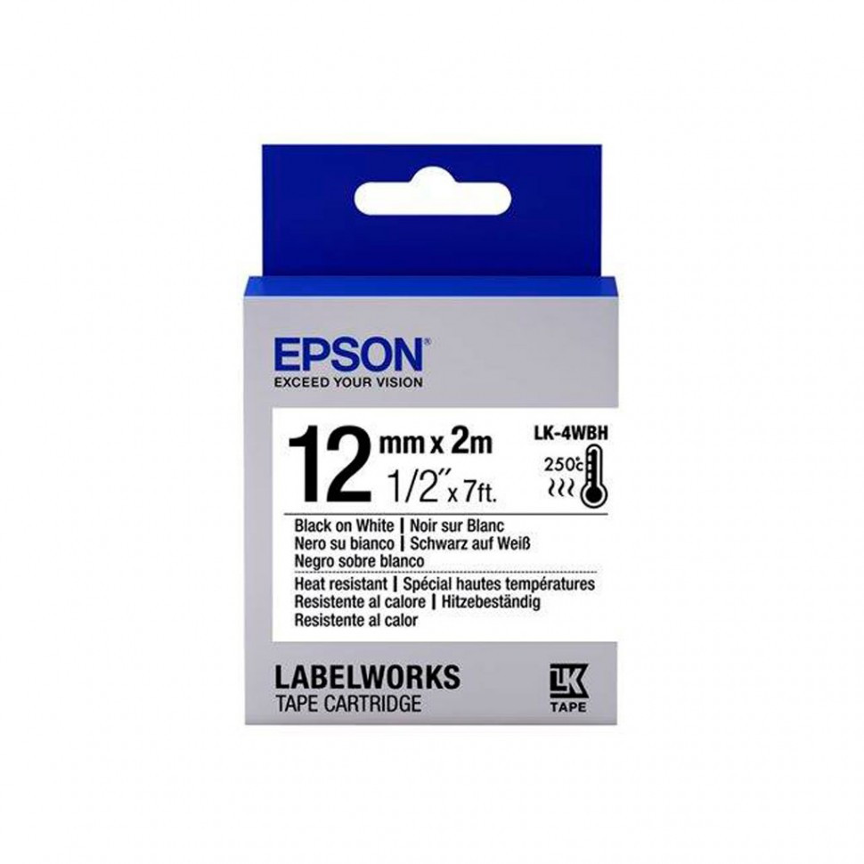 Лента Epson C53S654025 LK-4WBH-Лента устойчивая к нагреву, 12мм, Бел./ Черн.,2м