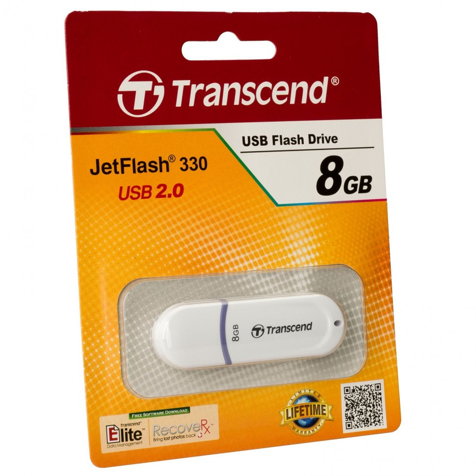 USB Флеш 8GB 2.0 Transcend TS8GJF330 белый