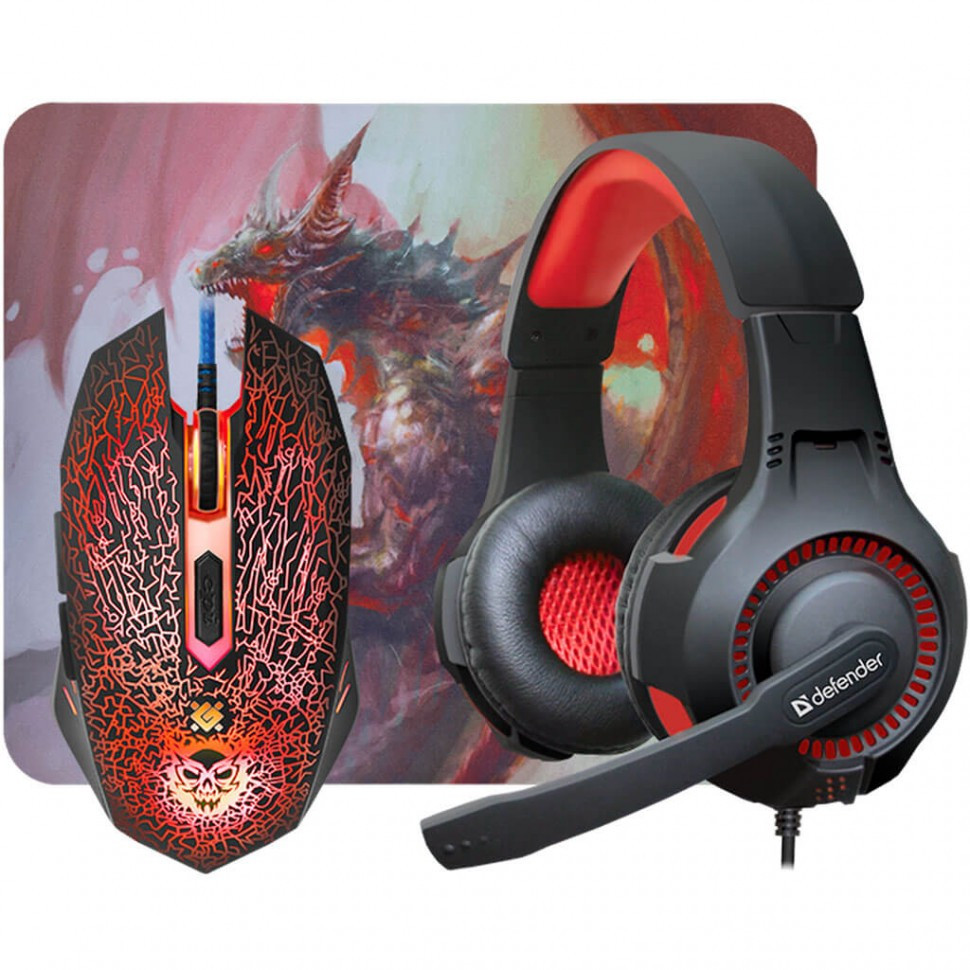 Комплект игровой Defender DragonBorn MHP-003 мышь+гарнитура+ковер