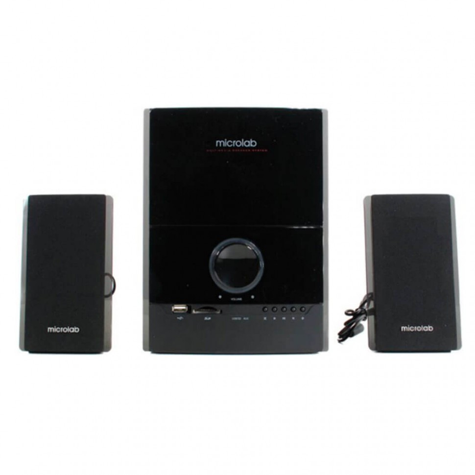 Акустическая система, Microlab, M500U/2.1, 40Вт(12Вт*2+16Вт), Вход 2RCA, USB / SD slots , Выход 2RCA, Чёрный
