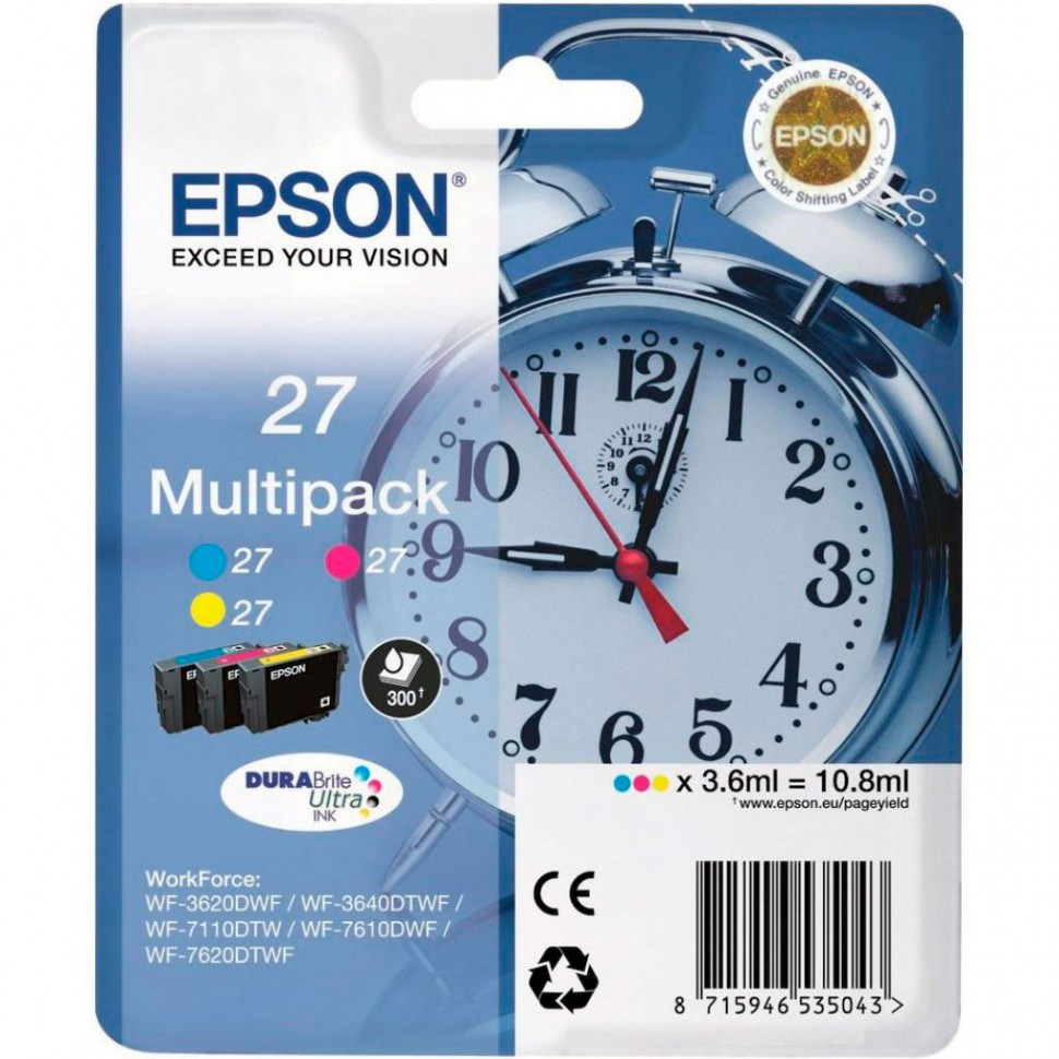 Картридж Epson C13T27054022 мультипак 3 цвета 27 DURABrite Ultra Ink for WF7110/7610/7620 new