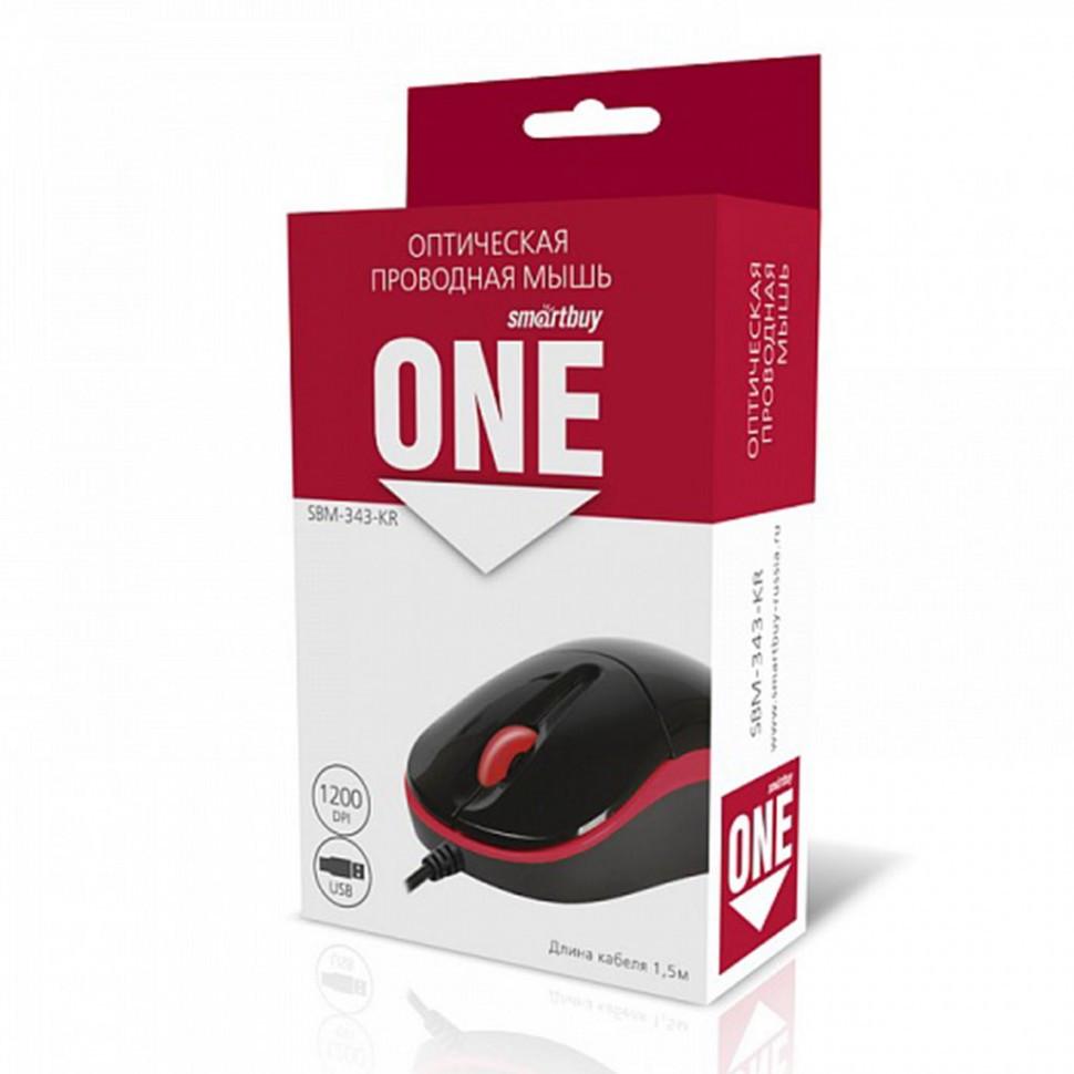 Мышь проводная Smartbuy ONE 343 черно-красная (SBM-343-KR) / 100