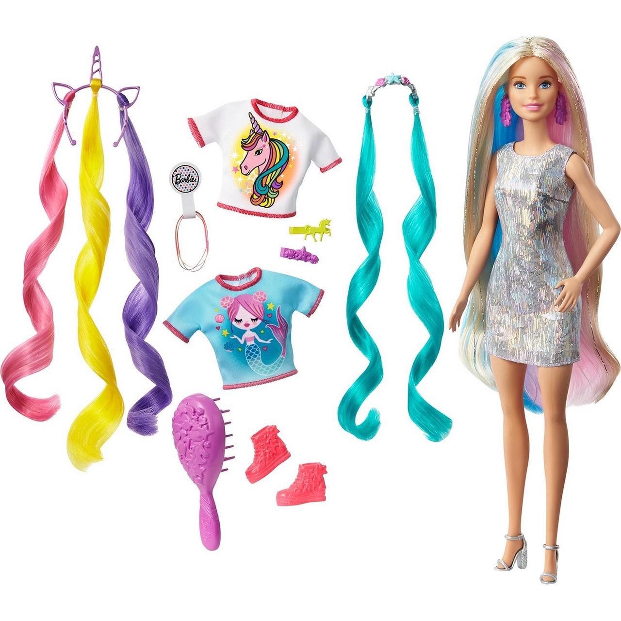 Barbie Набор "Волшебные волосы Барби" из Единорога в Русалку