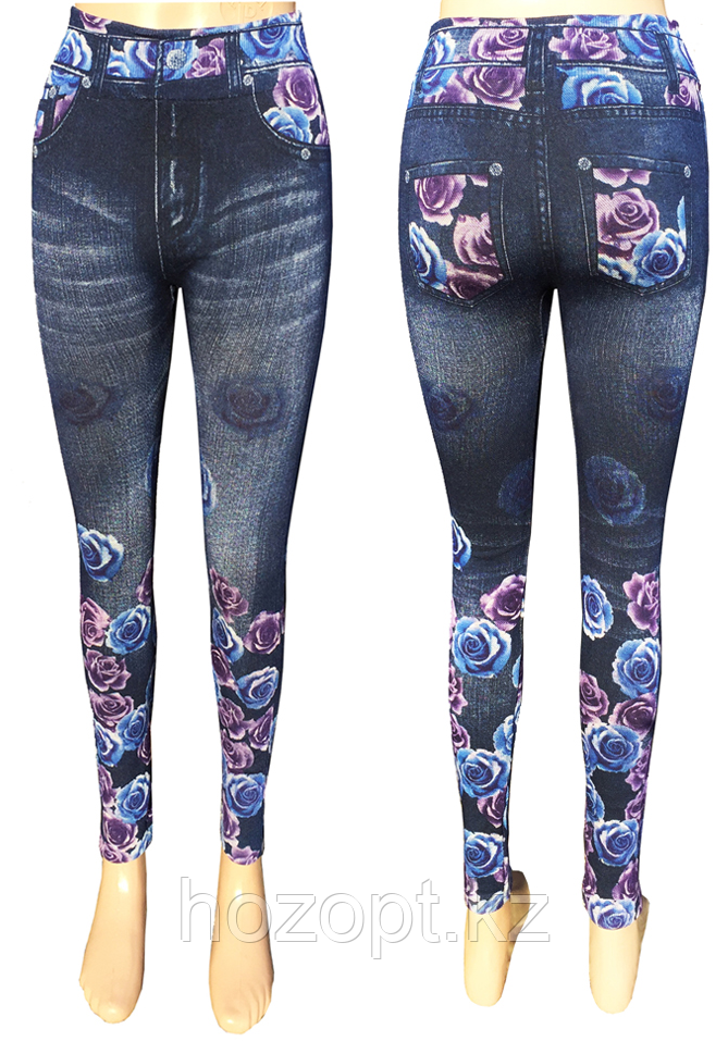 C2146 Лосины под джинсу с цветами р-р 42-52 - фото 1 - id-p80198511