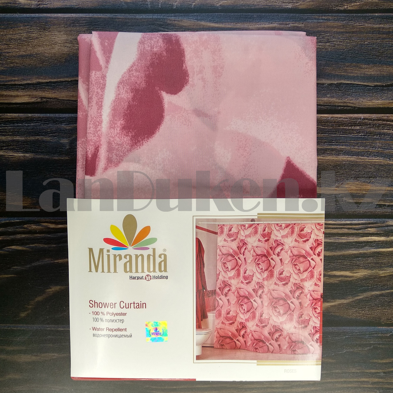 Водонепроницаемая тканевая шторка для ванной Miranda Roses 180x200 см - фото 3 - id-p81601469