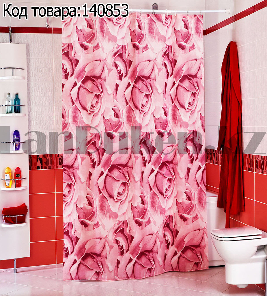 Водонепроницаемая тканевая шторка для ванной Miranda Roses 180x200 см, фото 1