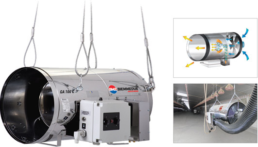 GA100 Газовый подвесной воздухонагреватель (тепловентилятор) непрямого нагрева - фото 2 - id-p81601704