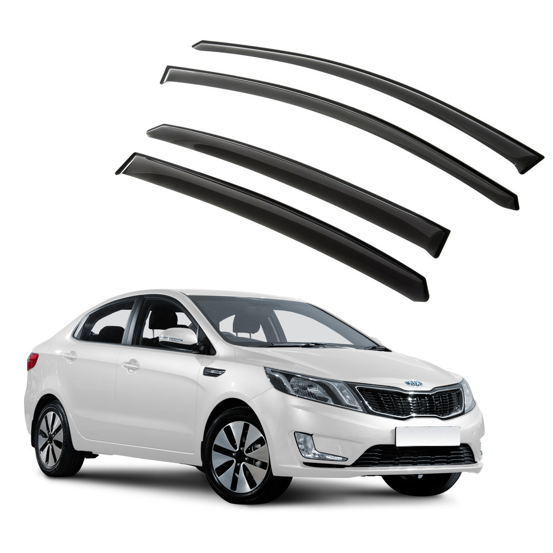 Ветровики дверей (дефлекторы окон) Kia Rio седан (2011-2017)