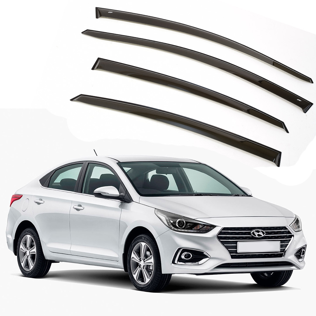 Ветровики дверей (дефлекторы окон) Hyundai Solaris/Accent седан (2017-)