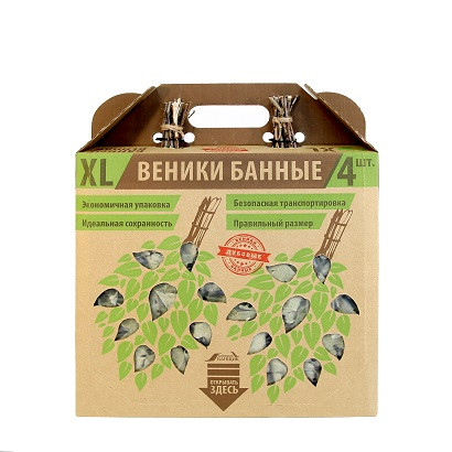 Набор дубовых веников в коробке, 4 штуки