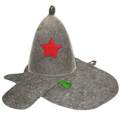 Набор банный "Звезда", в подарочной коробке (шапка, рукавица, коврик) - фото 3 - id-p81615209